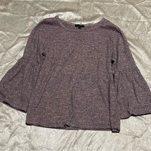 Signature Studio Heathered Purple Bell Sleeve Blouse